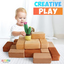 The Original Premium Plush Building Block for Kids - Certified Safe Foam Blocks in Luxuriously Soft Fabric Covers - Set of 24 (Desert) by TinyTreasures Baby Boutique