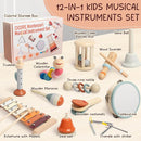 Toddler Musical Instruments Set, Montessori Baby Wooden Toys for Toddlers 1-3, Percussion Instruments for Kids with Xylophone, Neutral Colors Preschool Music Toys by TinyTreasures Baby Boutique