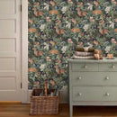 Animal Leaf Forest Deer Rabbits Squirrel Owl Green Plants Peel and Stick Wallpaper Self Adhesive Removable Easy Peel Off Contact Paper Stick on Wall Paper for Bedroom&Renter by GreenHaven Gardens