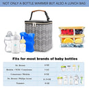 Breast Milk Cooler Bag with Ice Pack Fits 4 Baby Bottles Up to 9 Ounce, Baby Bottle Bag Great for Nursing Mom Daycare, Grey by TinyTreasures Baby Boutique