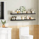 HOOBRO Floating Shelves for Wall, Wall Mounted Shelf Set of 2, 47.2" Hanging Shelf with Invisible Brackets, for Wall in Bathroom, Bedroom, Toilet, Kitchen, Living Room, Office, Black BK120BJP201 by CozyNest Decor