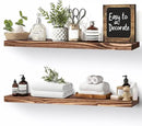 Floating Wall Shelves 2-Pack - Rustic Brown 16-inch Wooden Wall Shelves for Storage and Décor, Multi-Functional and Easy to Install for Living Room, Bedroom, and Kitchen by CozyNest Decor