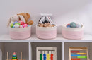 Off White&Mixed Pink Shelf Basket to Store and Organize Household Items/Baskets&Bins for Daily Storage &Organizing/Woven Rope Basket for Bedroom,Playroom/Small Oval-13x8.66x5.11’’,3 Packs by TinyTreasures Baby Boutique