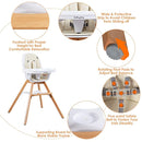 BABY JOY 3 in 1 High Chair, Baby Eat & Grow Convertible Wooden High Chair/Rocking Chair/Booster Seat/Toddler Chair, Infant Dining Chairs w/Double Removable Tray, 5-Point Seat Belt & PU Cushion, Beige by TinyTreasures Baby Boutique