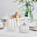2Pcs Halloween Pumpkin Artificial Resin Pumpkins Decor for Mantel Harvest Autumn Tabletop Decoration Gold Fall Pumpkin Decorations Thanksgiving Table Centerpieces (Set C, ONE Size) by CozyNest Decor