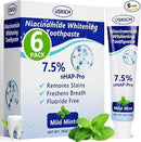 7.5% Nano Hydroxyapatite Toothpaste,6 Pack Fresh Breath Toothpaste for Remineralizing Enamel & Sensitive Relief,Whitening,Antiplaque,Natural Peppermint,Fluoride-Free by CozyNest Decor