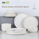 GBHOME Ceramic Dinnerware Sets for 4, 12 Pieces Stoneware Plates and Bowls Sets, Reactive Glaze Dishes -Scratch Resistant, Dishwasher&Microwave Safe-Star White by CozyNest Decor