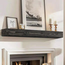 56x8x5 Fireplace Mantel - Handcrafted Hollow Rustic Solid Wood Wall Mounted Floating Shelf with Invisible Heavy Duty Wood Bracket (Weathered Black) by CozyNest Decor