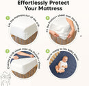 Waterproof Crib Mattress Protector Cover Fitted - 2-Pack Quiet Baby Crib Mattress Pad Sheets, 52" x 28" Soft Quilted Cotton Baby Sheet, Machine Washable, Easy Fit, Durable (Cameo/Mavy) by TinyTreasures Baby Boutique