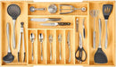 Umilife Extra Large Expandable Kitchen Siverware Utensils Drawer Organizer, 19" Deep for Big Drawer, Adjustable Bamboo Wood Drawer Divider with Curved Grooves, Cutlery Tray Flatware Holder by CozyNest Decor