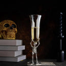 Skeleton Champagne Flute Glass 7.5oz | Gothic Halloween Drinkware | 10" Tall Skeleton Goblet for Haunted House Decor, Spooky Wine Glass, Gothic Party Supplies, Skeleton Gifts & Themed Celebrations by CozyNest Decor