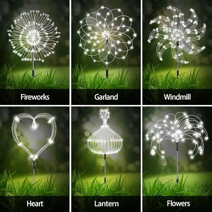 8 Pack Outdoor Solar Garden Lights, Firework Lights Solar Powered 8 Modes, Solar Landscape Lamp Outside Decor with Remote Control,120 LED Waterproof DIY String Lights for Yard Pathway Decoration, photo 2 of 6
