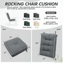 YZ HOME Rocking Chair Cushion, Set of Thicken Seat & Back Chair Cushions with Memory Foam, Non-Slip Chair Pad with Ties for for Indoor&Outdoor Rocker, Light Grey, 22x17x5/17x17x5 by CozyNest Decor
