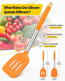 Pack of 2 Silicone Solid Turner, Non Stick Slotted Kitchen Spatulas, High Heat Resistant BPA Free Cooking Utensils, Ideal Cookware for Fish, Eggs, Pancakes (ORANGE) by CozyNest Decor