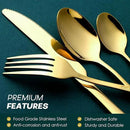 Gold Silverware Set, OGORI 24-Piece Food Grade Stainless Steel Gold Flatware Set, Kitchen Utensil Set Service for 6, Mirror Polished Tableware Cutlery Set for Home and Restaurant, Dishwasher Safe by CozyNest Decor