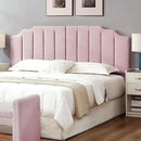 24KF Pink Teddy Fabric Tufted King Upholstered Headboard, Modern Vertical Channel Design California King Headboard with Stepped Silhouette Top Edge,6026-K-Teddy Pink by CozyNest Decor