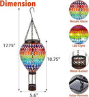 VOREEN Hot Air Balloon Solar Lantern, Mosaic Solar Outdoor Hanging Wind Light, Waterproof, Patio Festive Decor, Easter Gifts for Mom Father Grandma, Rainbow Pattern by GreenHaven Gardens