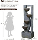 5-Tier Cascading Outdoor Fountain with LED Lights, 49.2" Tall Resin Waterfall Fountain for Garden, Patio, Backyard - Freestanding Water Feature