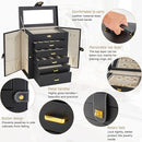 AKOZLIN Huge Jewelry Box Organizer Functional Lockable, Large Leather Jewelry Storage Case for Women Girls Ring Necklace Earring Bracelet Holder Organizer with Mirror by TinyTreasures Baby Boutique