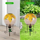 10" Diameter Solar Gazing Ball and 8.5" Metal Stand Indoor Outdoor Yard Art Ornament Coloful Spot Glass Globe Sphere Solar Gazing Balls for Garden,Lawn,Porch,Patio Birthday Gifts for Women,Mom by CozyNest Decor