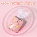 Kids Electric U Shaped Toothbrush,Kids Sonic Full Mouth Toothbrush with 4 Soft Brush Head Automatic Rechargeable 6 Cleaning Modes IPX7 Waterproof 360 Degree Cleaning - Age8-15 Pink by TinyTreasures Baby Boutique