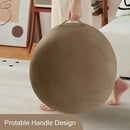 MeMoreCool Round Stuffed Pouf Ottoman Foot Rest, Floor Pouf Foot Stool with Soft Foam Chunk Filling, Small Round Ottoman Footstool Circle Footrest for Living Room, Light Coffee by CozyNest Decor