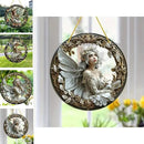 Flower Fairy Garden Decorations Angel Wing Christmas Halloween Deco Statue Art Elf Sculpture Hanging Craft for Outdoor Yard Courtyard Lawn Patio Window Acrylic Ornament Home Gift (D,S: 6*6 IN) by CozyNest Decor