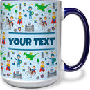Personalized Mug for Kids - Princes - Custom Name/Text, Ceramic Hot Chocolate/Cocoa/Coffee Cup for Boys, Birthday/Christmas/Holiday Gift - 15 oz, Navy Blue Handle by TinyTreasures Baby Boutique