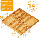SpaceAid 14-Piece Bamboo Drawer Organizer Storage Boxes Set, Wood Tray Junk Drawer Organizers Multi-Use Divider Bins for Kitchen, Bathroom, Office Desk and Makeup Organization (14 Pack, Natural) by CozyNest Decor