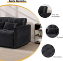 3 in 1 Convertible Sleeper Sofa Bed, Couch with Pull Out Bed with Side Pocket, Convertible Love Seat Sleepers Couch for Living Room, Bedroom, Black by CozyNest Decor