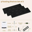 Heimlove 24 Inches Black Floating Shelves,8 Inches Deep Wall Bookshelf Mounted Display&Storage Wood Wall Shelves for Kitchen Bathroom Laundry Living Room,Set of 3 by CozyNest Decor