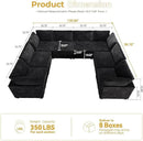 HOOOWOOO Modular Sectional Sofa,8 Pieces Sectional Couches for Living Room,131X98 L Shaped Cloud Couch with Ottoman Chaise Set(Black Velvet Corduroy)