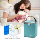 Breast Milk Cooler Bag with Ice Pack Fits 4 Baby Bottles Up to 9 Ounce, Baby Bottle Bag for Nursing Mom Daycare-Aqua by TinyTreasures Baby Boutique