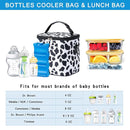Breastmilk Cooler Bag with Ice Pack Fits 6 Baby Bottles Up to 9 Ounce, Baby Bottle Bag with Shoulder Strap for Nursing Mom Daycare, Cow by TinyTreasures Baby Boutique