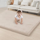 ACOMOPACK Baby Play Mat for Floor 1.3" Thick Memory Foam Play Mat 79"×118" Tummy Time Crawling with Non-Slip Bottom for Living Room,Nursery,Soft Velvet Playpen Mats for Kids,Infants（Beige） by TinyTreasures Baby Boutique