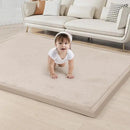 ACOMOPACK Baby Play Mat for Floor 1.3" Thick Memory Foam Play Mat 59"×71" Tummy Time Crawling with Non-Slip Bottom for Living Room,Nursery,Soft Velvet Playpen Mats for Kids,Infants（Beige） by CozyNest Decor