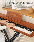 88 Key Digital Piano Keyboard for Beginners - Full Size Semi Weighted Wooden Electric Piano Set with Stand, Triple Pedal, Headphone,Carry Bag - Supports USB-MIDI Connecting (Wood Grain Brown) by TinyTreasures Baby Boutique