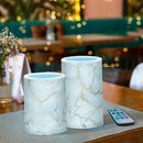 Flickering Flameless Candles, Marble Gray White Golden Texture LED Candles with Remote Timer, Set of 2 Battery Operated Candle for Valentine Wedding Birthday by GreenHaven Gardens