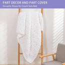 Bigacogo Chunky Knit Throw Blanket for Couch, 40x60 inches, 100% Hand Knitted with Thick Jumbo Chenille Yarn, Cozy Soft Large Rope Knot Cable Crochet Blankets for Sofa Bed Living Room, White by CozyNest Decor