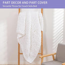 Bigacogo Chunky Knit Throw Blanket for Couch, 40x80 inches, 100% Hand Knitted with Thick Jumbo Chenille Yarn, Cozy Soft Large Rope Knot Cable Crochet Blankets for Sofa Bed Living Room, White by CozyNest Decor