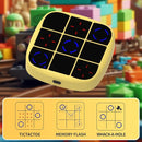 Tic-Tac-Toe Bolt Game, 4-in-1 Handheld Puzzle Game Console, Electronic Tic-Tac-Toe Toy, Educational and Memory Growth, Portable Travel Games for Car Ride, Board Games for Kids and Adults (Yellow) by TinyTreasures Baby Boutique
