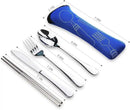 10PCS Portable Silverware Set with Case, Lengnoyp Travel Camping Utensils Set, Premium Stainless Steel Travel Cutlery Set, Reusable Safe Flatware Sets for Lunch Box/Workplace/Students, Silver by CozyNest Decor