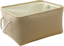 TheWarmHome Decorative Basket Rectangular Small Storage Basket Fabric Storage Bin Organizer Basket with Handles for Clothes Storage (Beige, 11.8L×7.9W×5.2H inch) by TinyTreasures Baby Boutique
