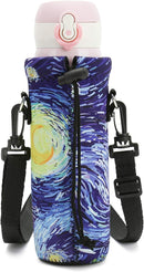 RICHEN Neoprene Water Bottle Carrier Bag with Adjustable Shoulder Strap,Insulated Water Bottle Cover for Stainless Steel/Glass/Plastic Bottles by TinyTreasures Baby Boutique
