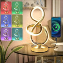 Modern Spiral Table Lamp, 7 Colors 10 Light Modes LED Nightstand Small Lamp with USB C+A Ports, Touch Dimmable Lamps for Living Room Bedroom Bedside, Unique & Cool Lamps,Gold by CozyNest Decor