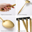 304 Stainlss Steel Matte Kitchen Utensils Set, 12 Pcs Long Metal Cooking Utensil Gadgets Tools Set with Spatula, Ladle, Spoon, Ladle, Skimmer, Tunner, Pasta Server, Tongs(Gold, Dishwasher Safe) by CozyNest Decor
