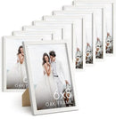 HAUS AND HUES 6x8 White Oak Wooden Picture Frame - Set of 9 6x8 Poster Frame - Premium Oak, Vertical Hang, Shatterproof Plexiglass - Ideal for Home, Room, Office (6x8-inch, White, Set of 9) by CozyNest Decor