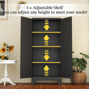 Black Metal Storage Cabinet, 61" Steel Cabinets for Home Office, Kitchen Pantry Storage Cabinet with Doors and 3 Adjustable Shelves, Metal Tool Cabinet, for Office, Home, Garage, School by CozyNest Decor