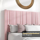 HOMBCK Pink Full Size Bed Frame Upholstered Bed with Velvet Tufted Headboard & Footboard, Mattress Foundation/Wooden Slats/Noise Free/No Box Spring Needed/Easy Assembly by CozyNest Decor