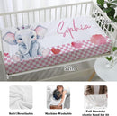 Custom Nursery Crib Bedding Set: Personalized Name 4 Piece Pink Checkered Elephant Pattern Baby Crib Sets for Girls - Toddler Double Layer Blanket Set, Comfortable Crib Bed Sheets for Baby Toddlers by TinyTreasures Baby Boutique
